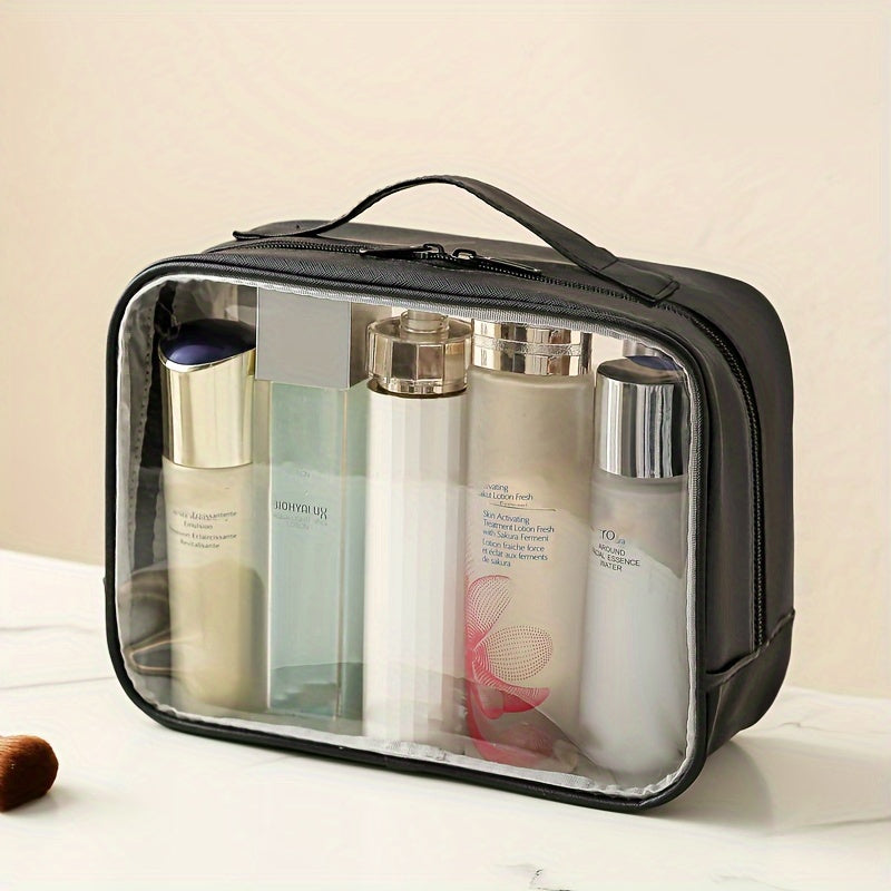 ClearVoyage Pouch - Transparent Leather Toiletry Bag