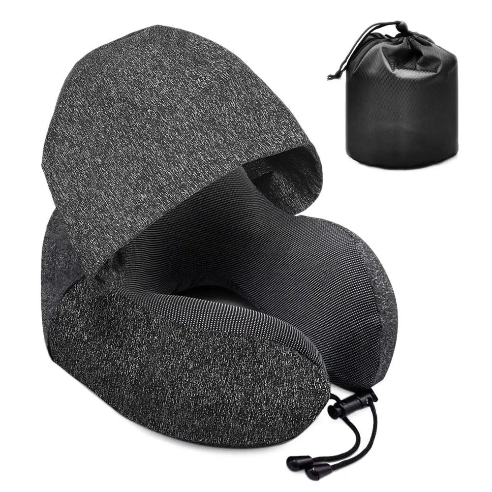 UComfort - U-Shaped Travel Pillow with Hood and Memory Foam