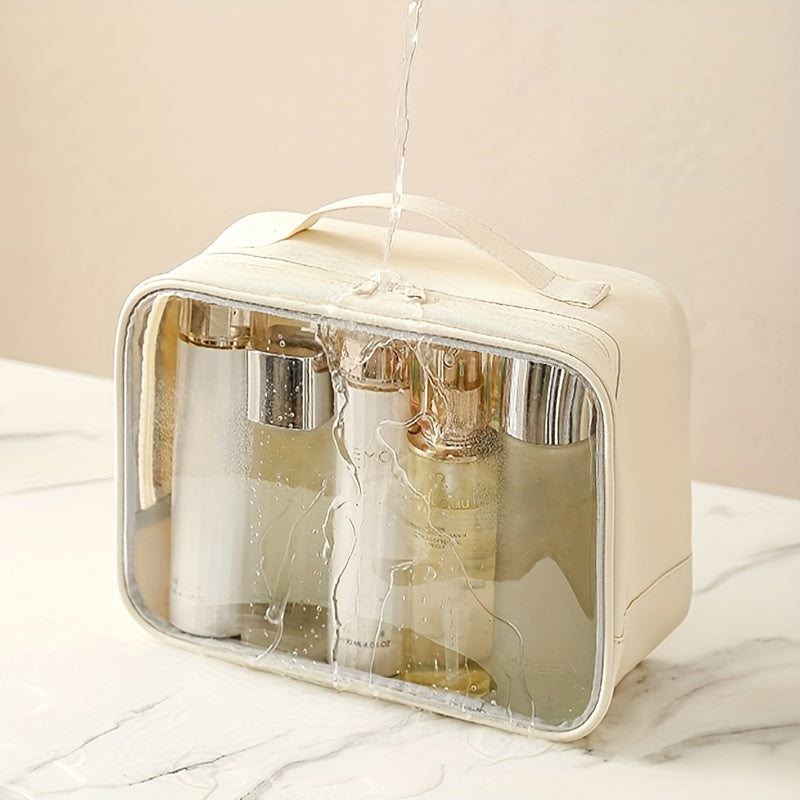 ClearVoyage Pouch - Transparent Leather Toiletry Bag