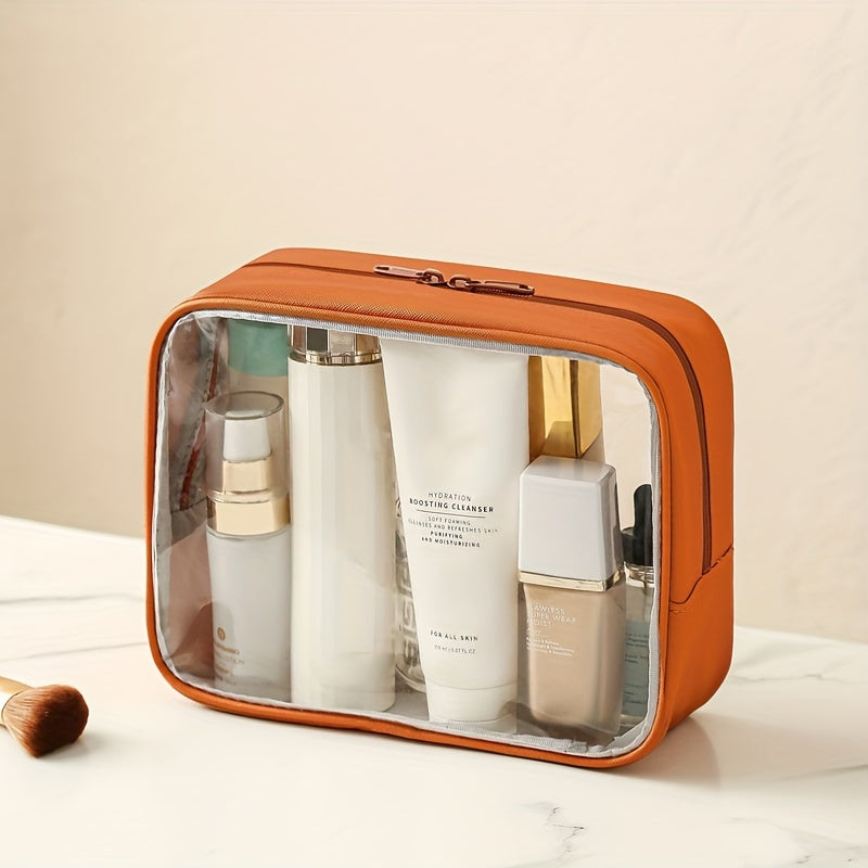 ClearVoyage Pouch - Transparent Leather Toiletry Bag