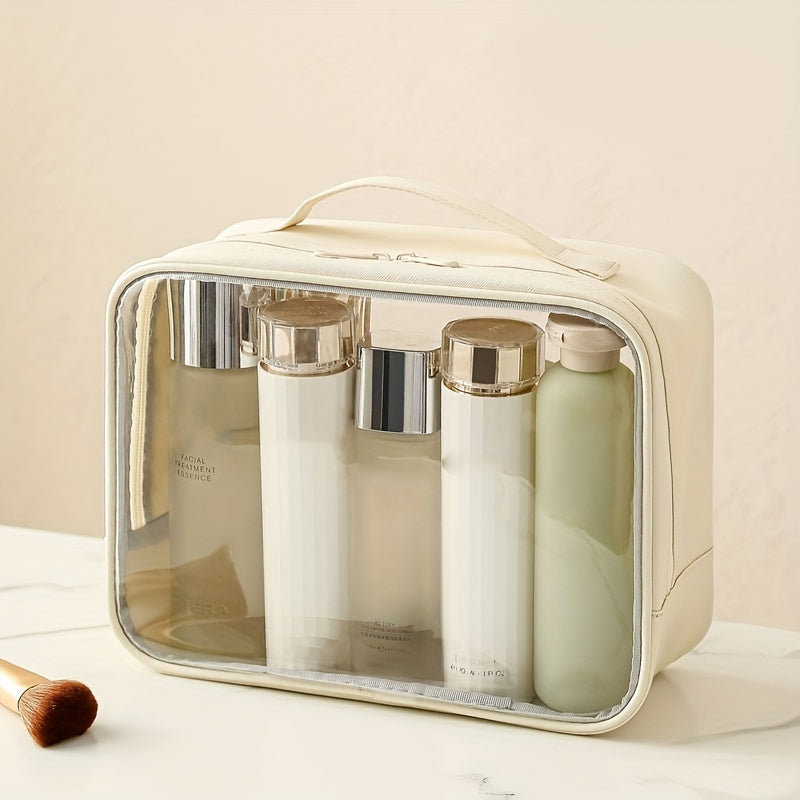 ClearVoyage Pouch - Transparent Leather Toiletry Bag