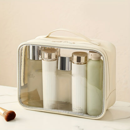 ClearVoyage Pouch - Transparent Leather Toiletry Bag