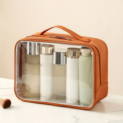 ClearVoyage Pouch - Transparent Leather Toiletry Bag