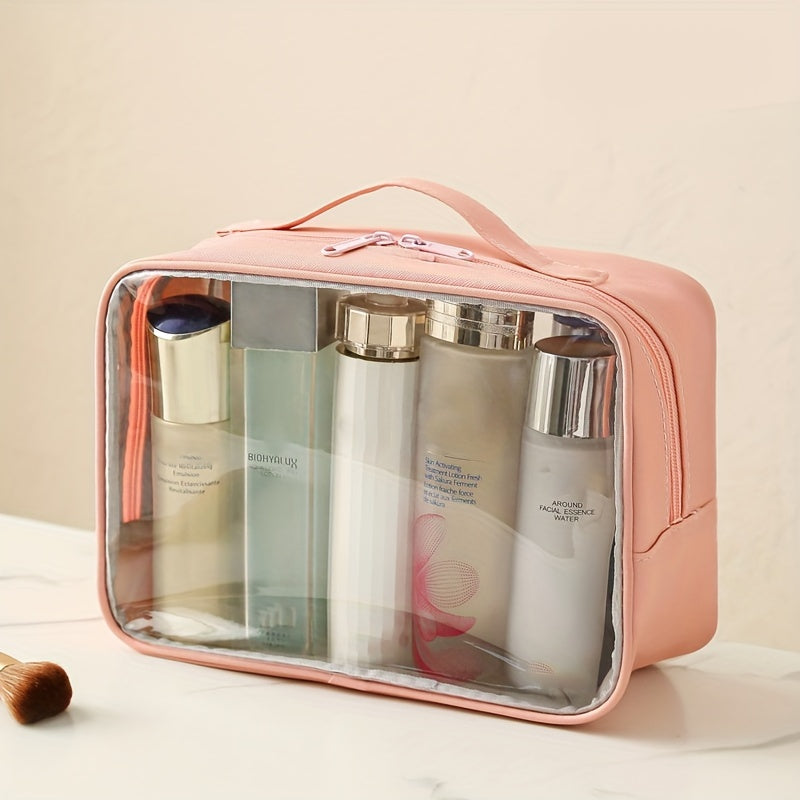 ClearVoyage Pouch - Transparent Leather Toiletry Bag