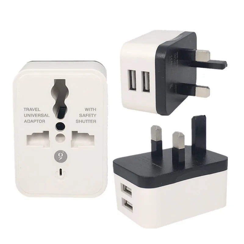 PowerGlobe – Adaptador Universal para Viajes Internacionales con 2 Puertos USB