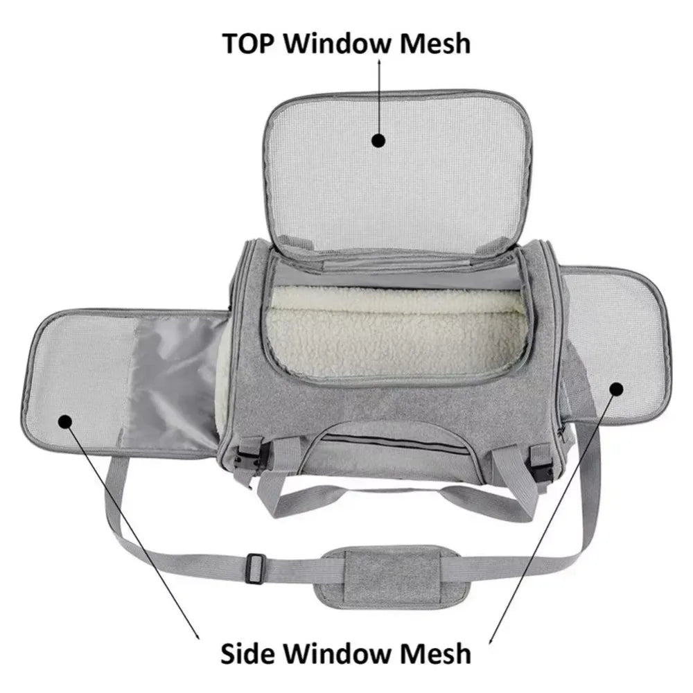 AeroComfort Pet – Transportín de Viaje Antisofoco con Cojín Acolchado