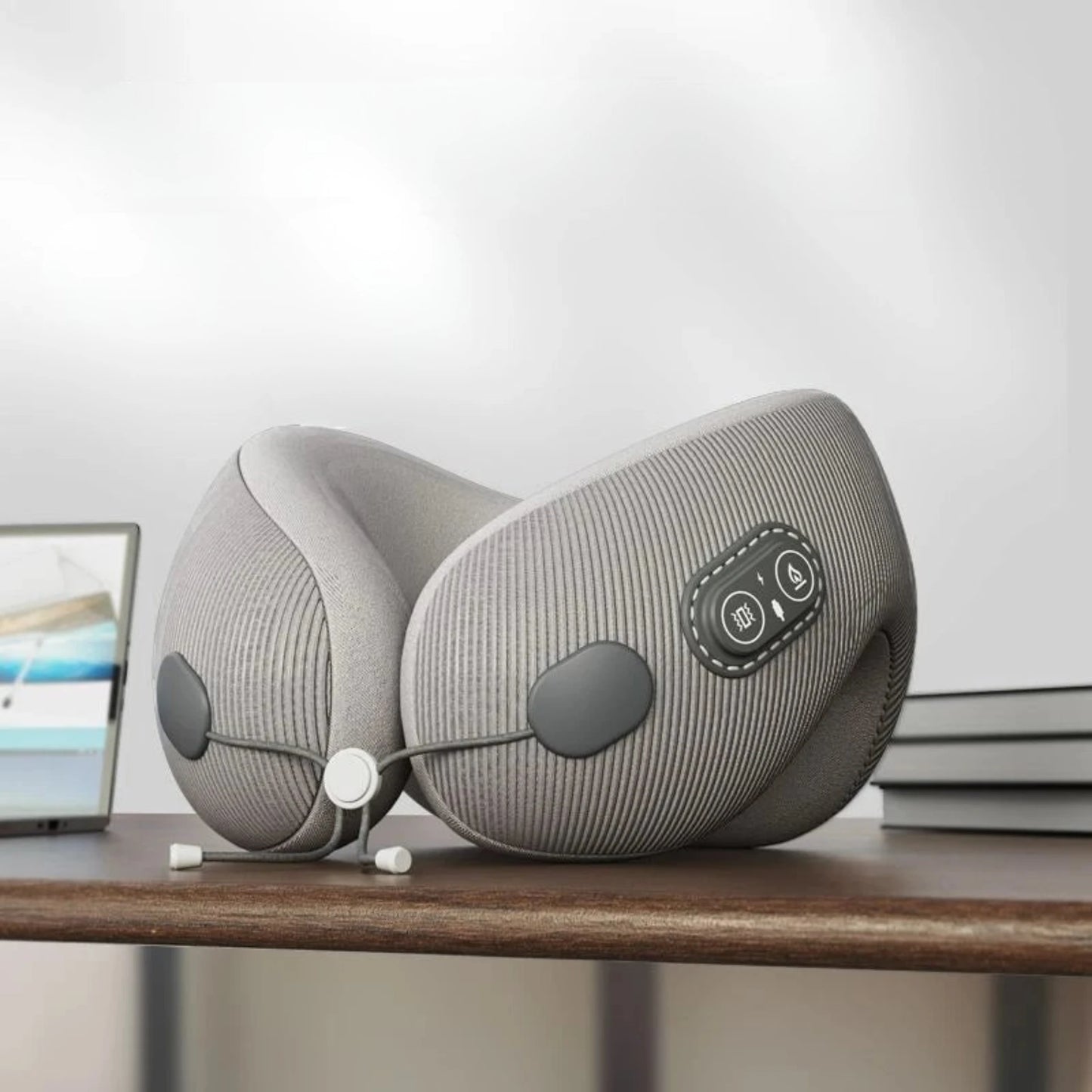 ErgoRelax Pro - Travel Pillow with Memory Foam, Heat, and Massage