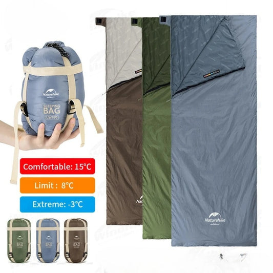 Naturehike-saco de dormir de algodón ultraligero para acampar, impermeable para pareja individual saco de dormir, senderismo turístico, primavera y verano, LW180