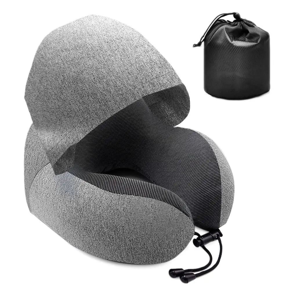 UComfort - U-Shaped Travel Pillow with Hood and Memory Foam