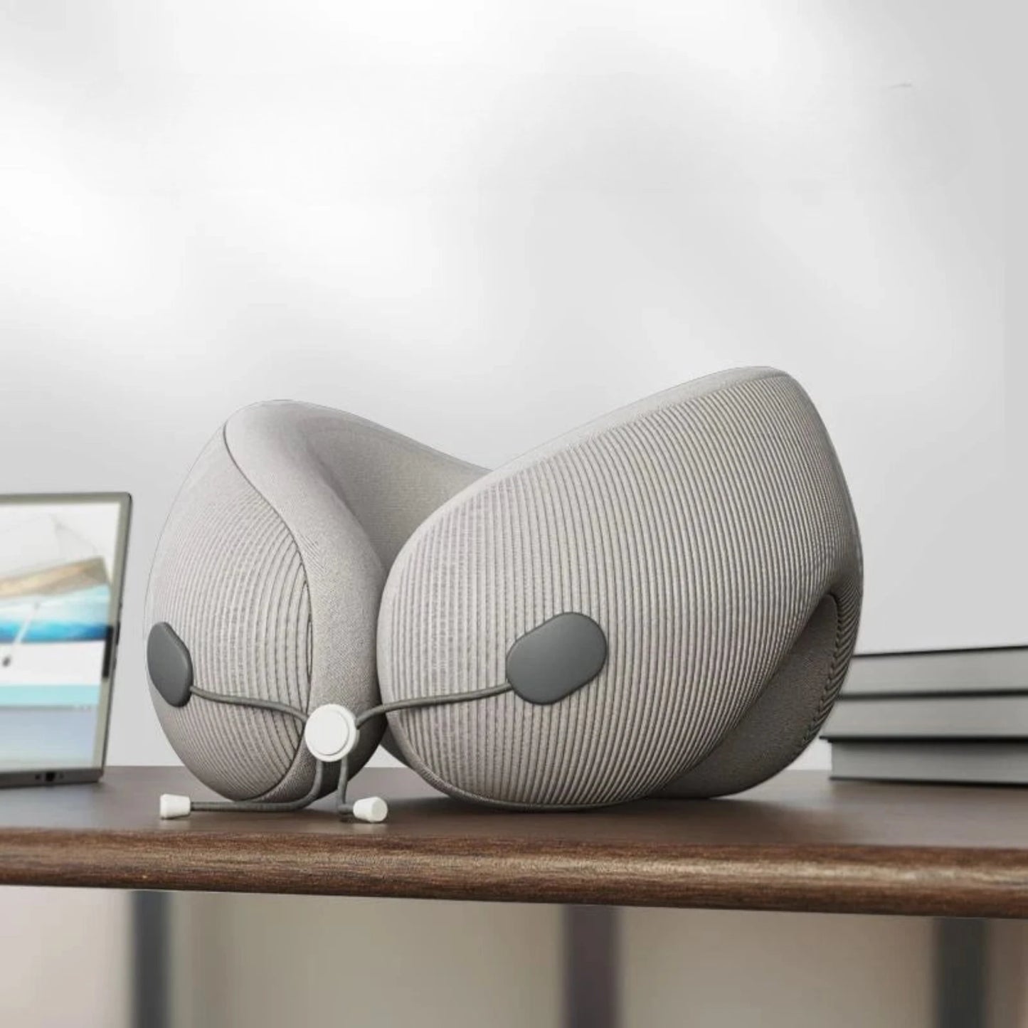 ErgoRelax Pro - Travel Pillow with Memory Foam, Heat, and Massage