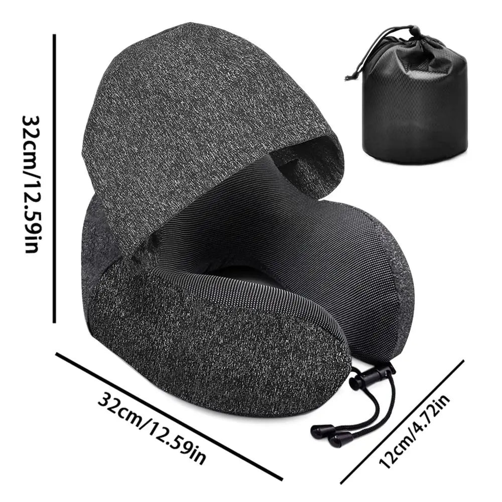 UComfort - U-Shaped Travel Pillow with Hood and Memory Foam