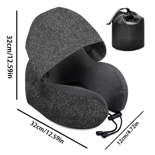 UComfort - U-Shaped Travel Pillow with Hood and Memory Foam