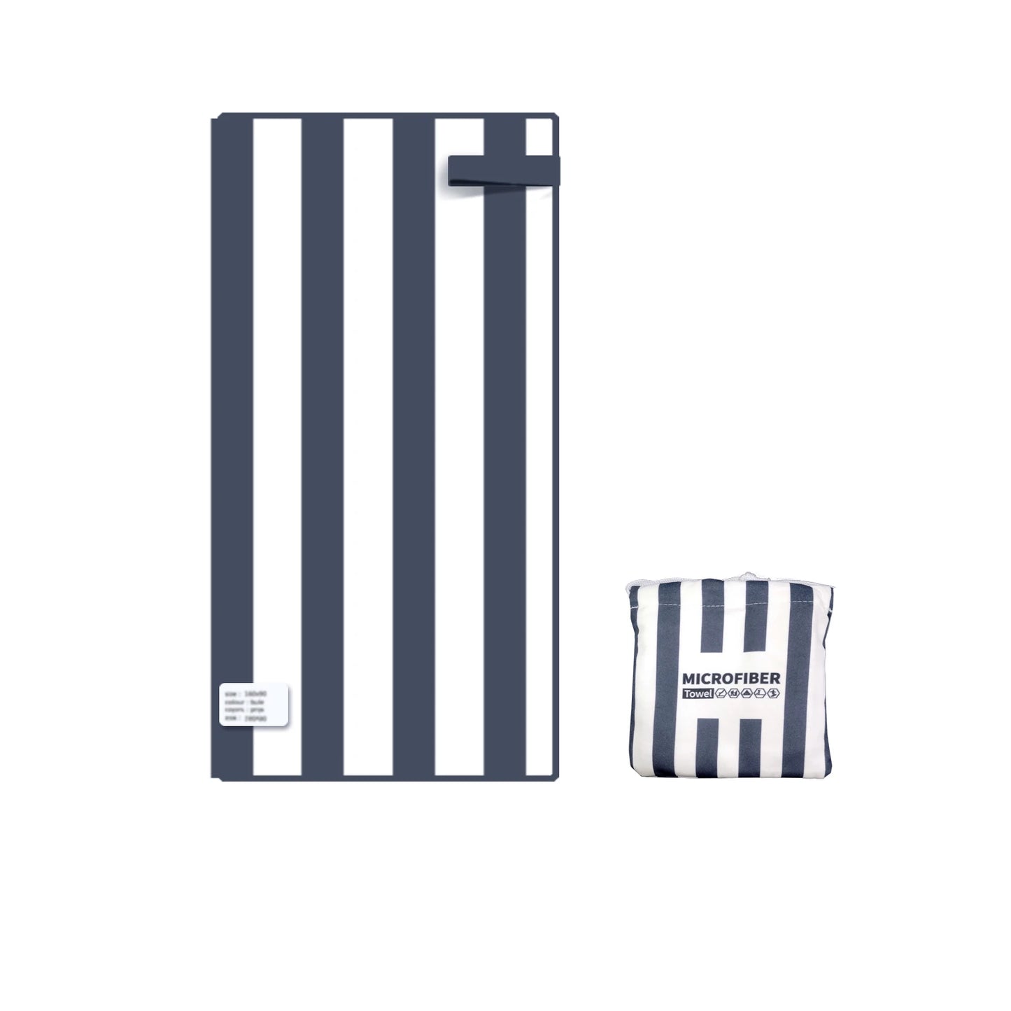 BreezeStripes – Toalla de Playa de Microfibra con Bolsa Portátil
