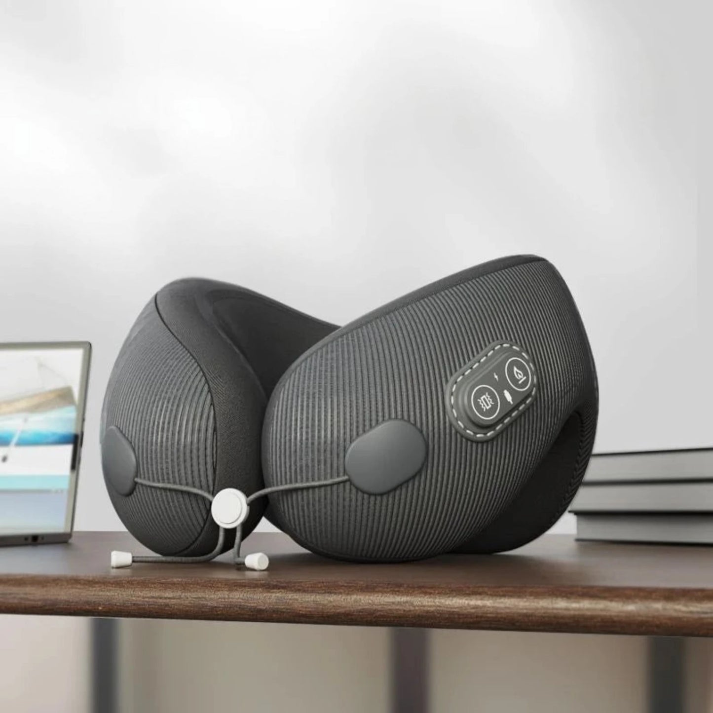 ErgoRelax Pro - Travel Pillow with Memory Foam, Heat, and Massage