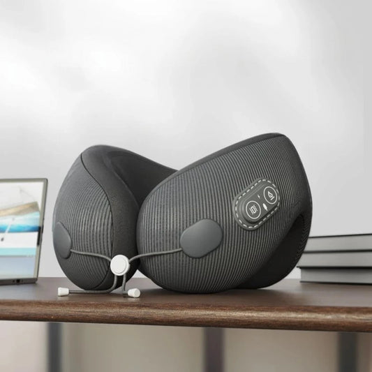 ErgoRelax Pro - Travel Pillow with Memory Foam, Heat, and Massage