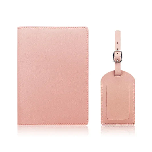 TravelMate Duo – PU Leather Passport Holder and Luggage Tag Set