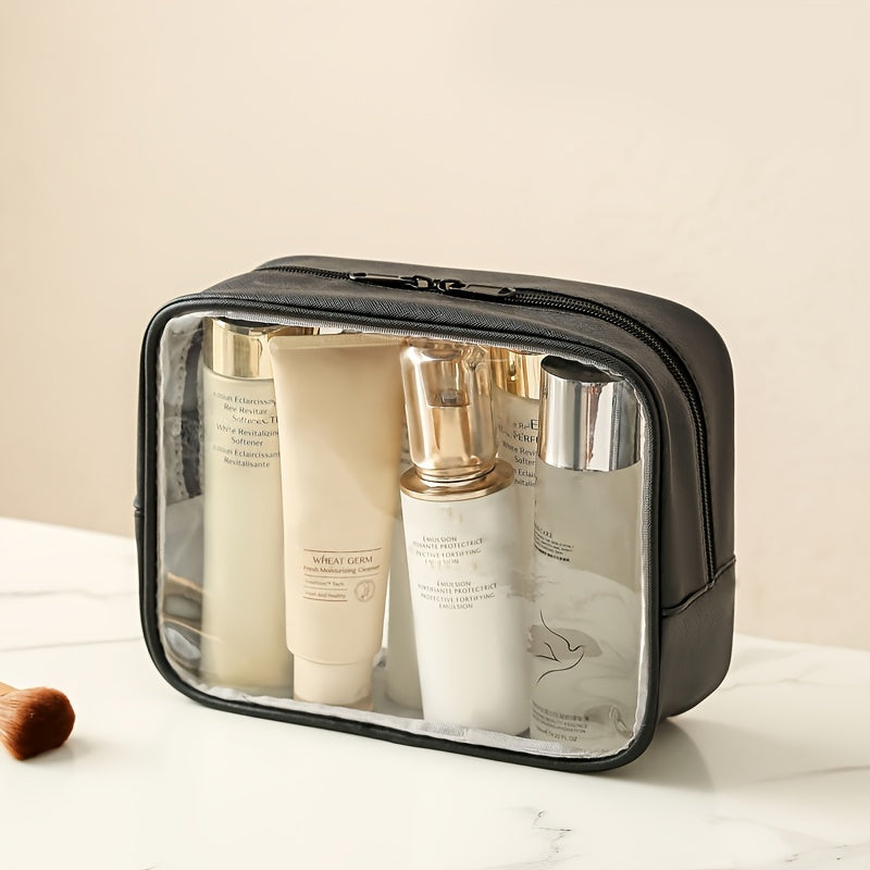 ClearVoyage Pouch - Transparent Leather Toiletry Bag