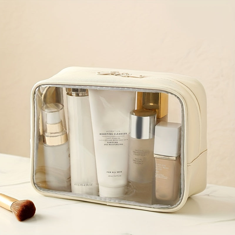 ClearVoyage Pouch - Transparent Leather Toiletry Bag